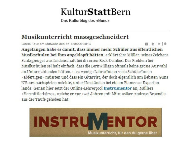 Instrumentor im «Bund»