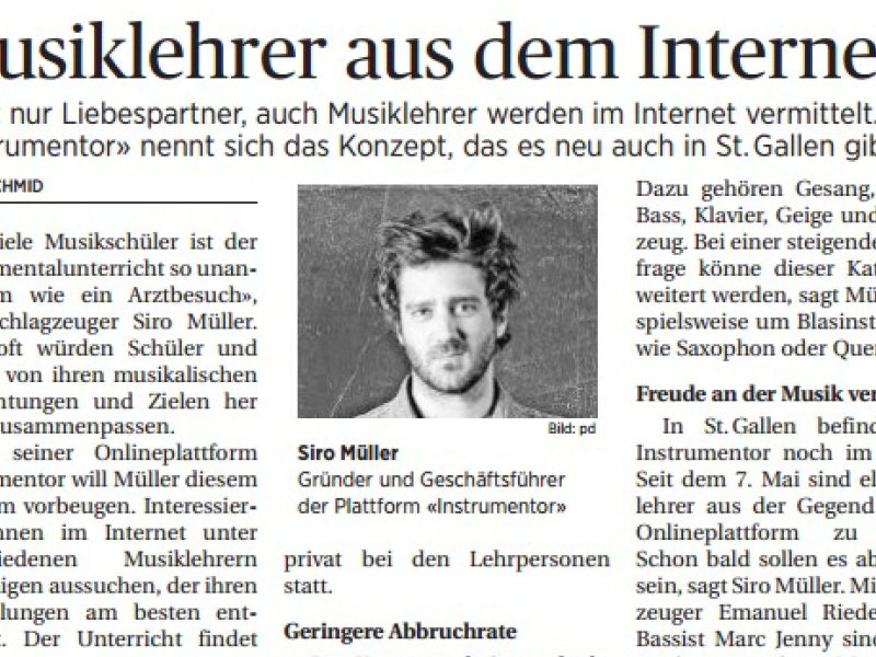 Instrumentor im St.Galler Tagblatt