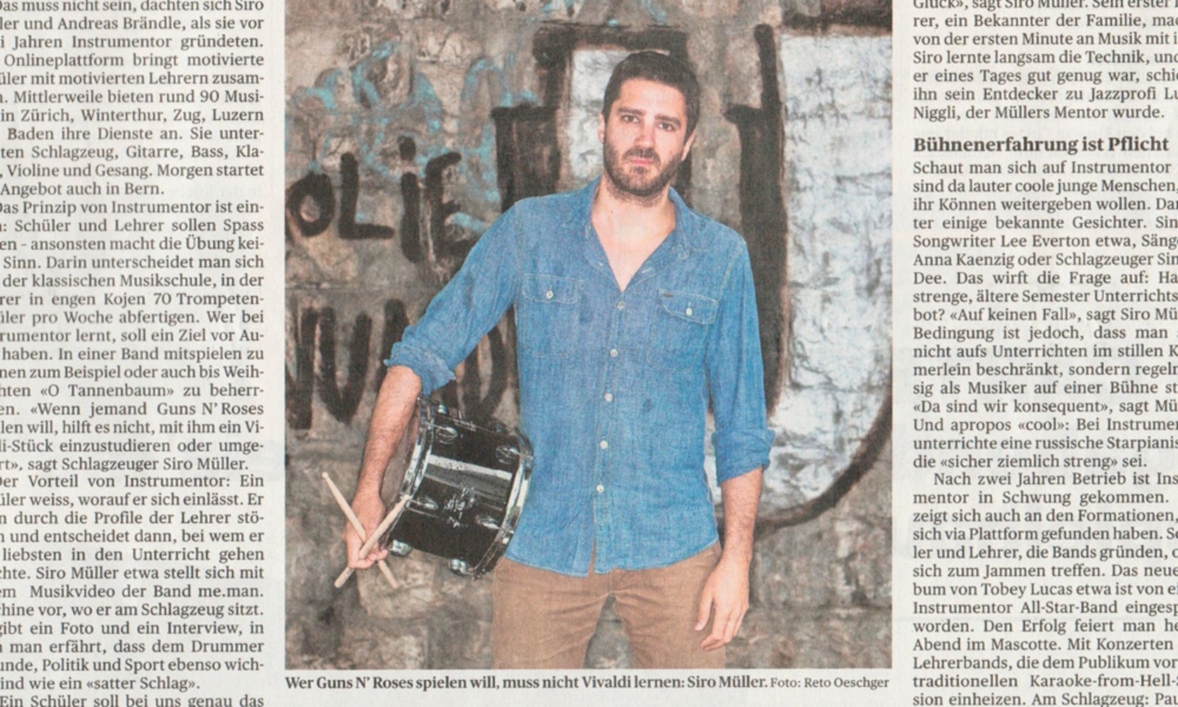 Instrumentor nel Tagesanzeiger: "La scuola di musica cool".